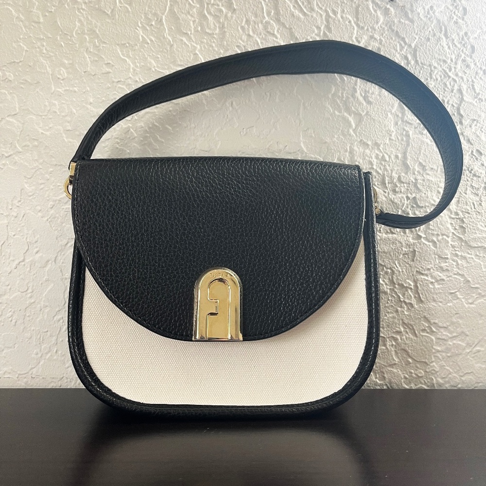 FURLA Mini Bags - Women's Sleek Handbag (Nero/Naturale) [GENTLY USED]